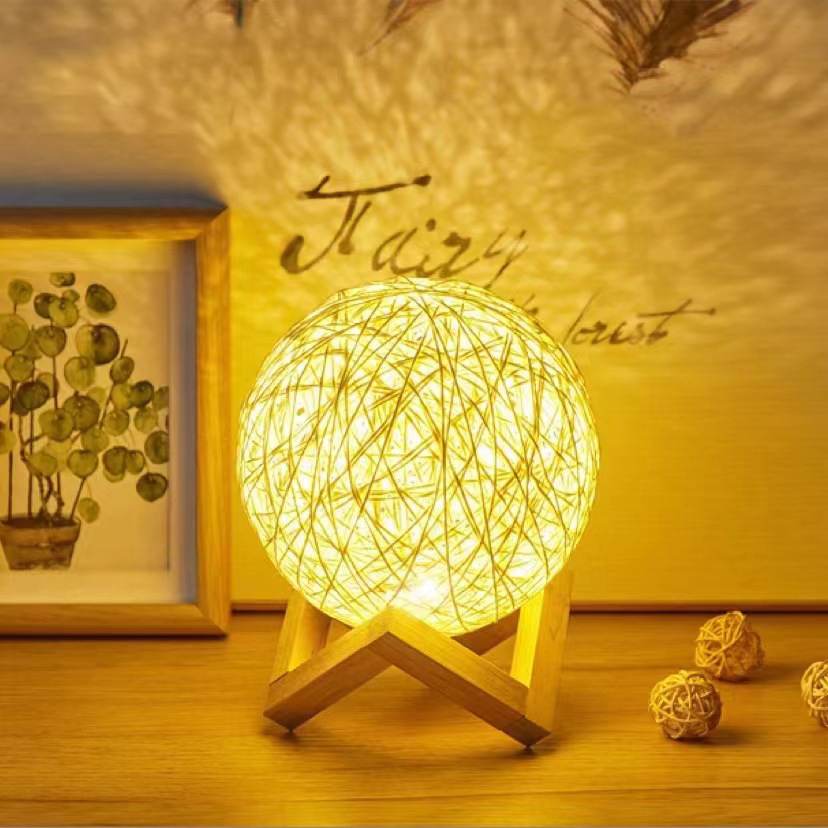 table lamp Rattan circle lamp decorates the room โคมไฟตั้งโต๊ะ โคมไฟวงกลมหวายไฟตกแต่งห้อง โคมไฟตั้งโต๊ะ โคมไฟวงกลมหวายตกแต่งห้อง