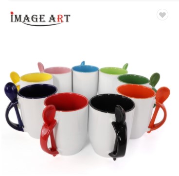 CeramicInnerColorMugwithSpoonforG ift  แก้วน้ำCeramic Inner Color Mug with Spoon for Gift แก้วน้ำCeramic Inner Color Mug with Spoon for Gift